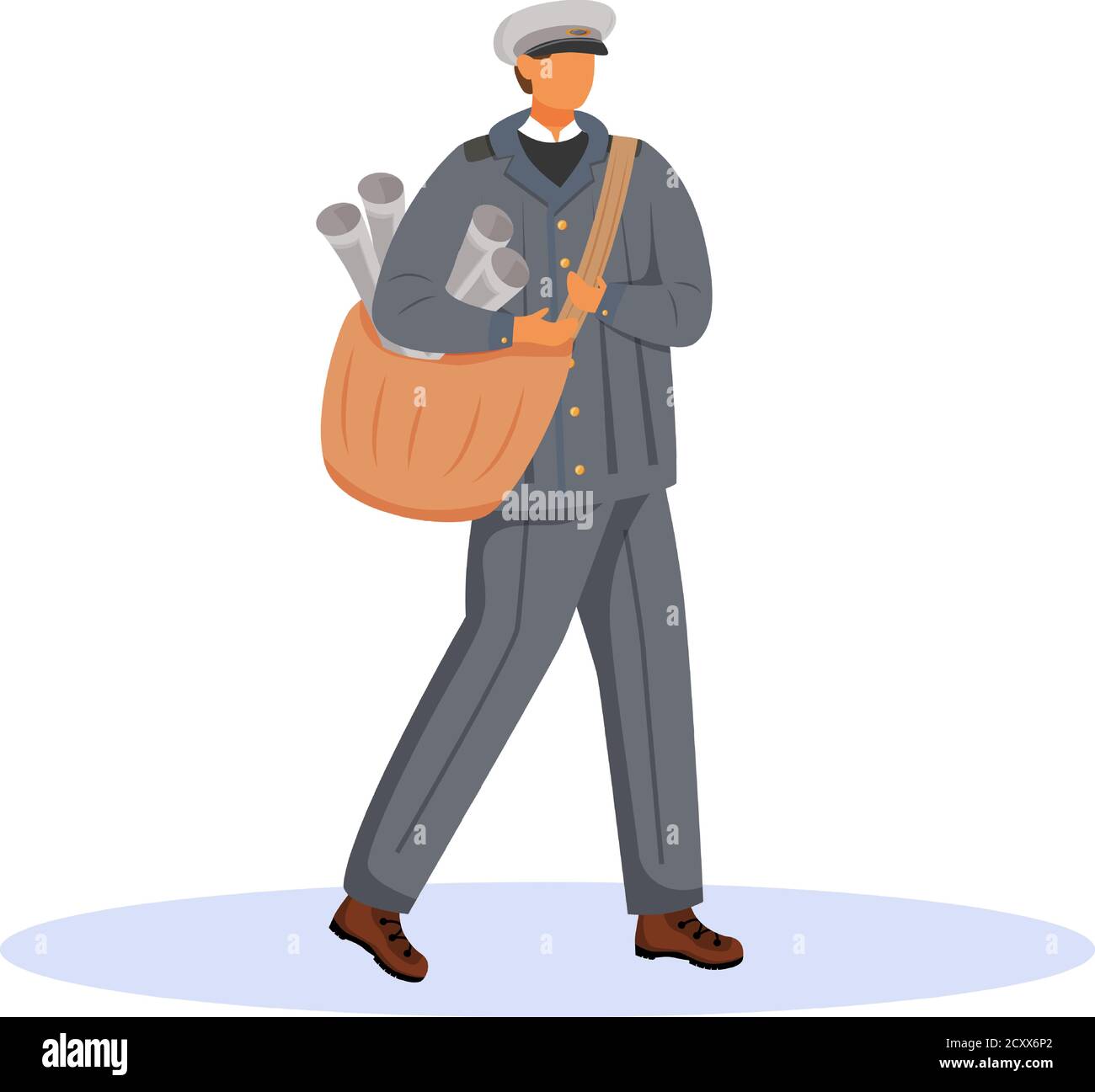 Post office male worker flat color vector illustration Stock Vector