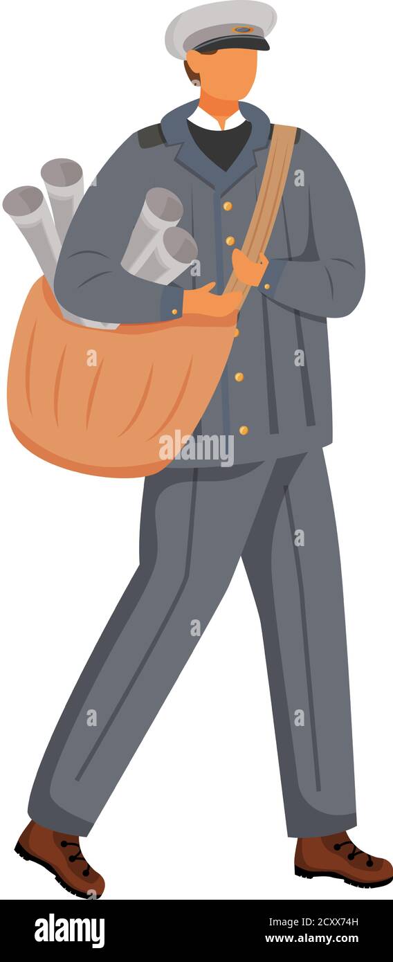 Post office male worker flat color vector illustration Stock Vector ...