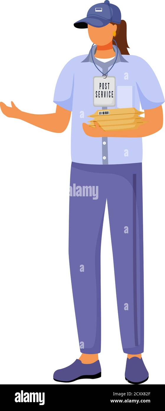 Post office female worker flat color vector illustration Stock Vector