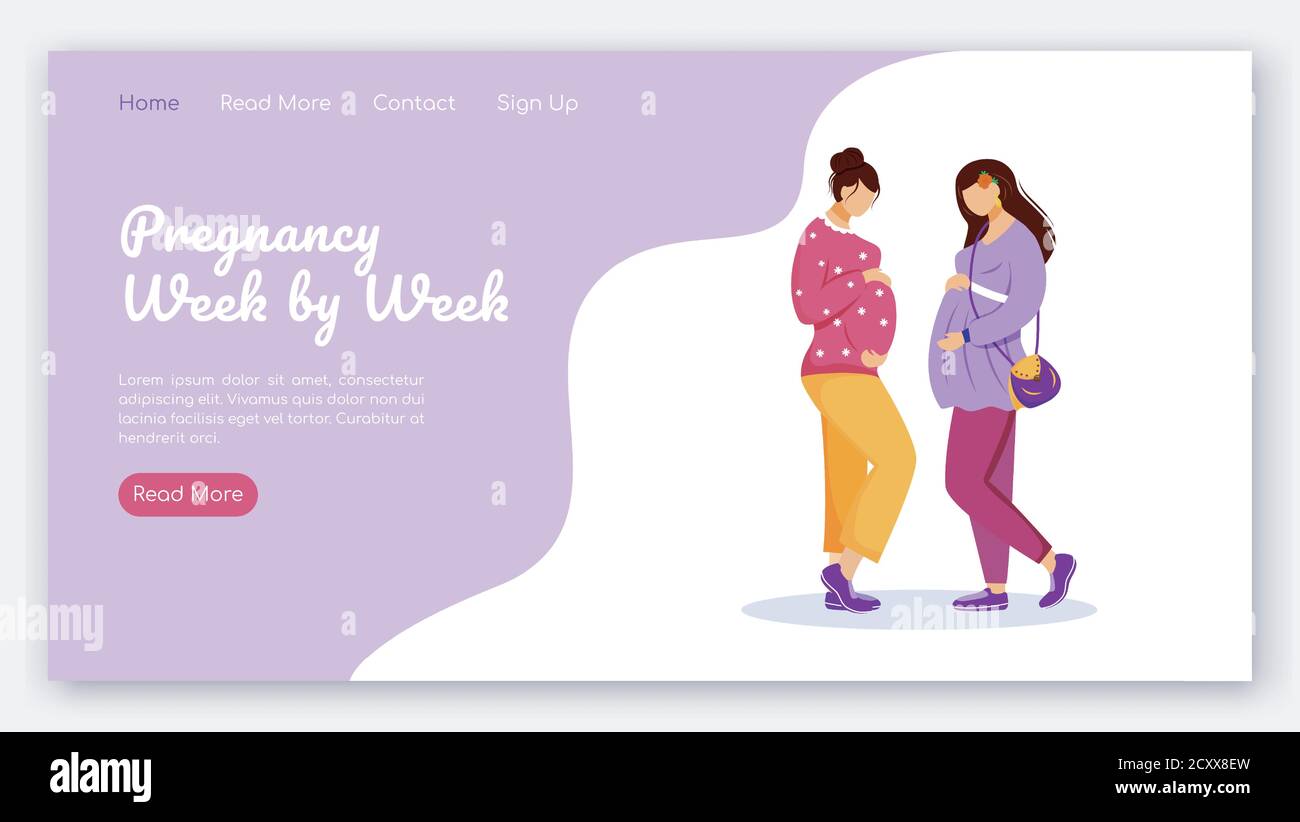 Pregnancy week by week landing page vector template Stock Vector Image ...
