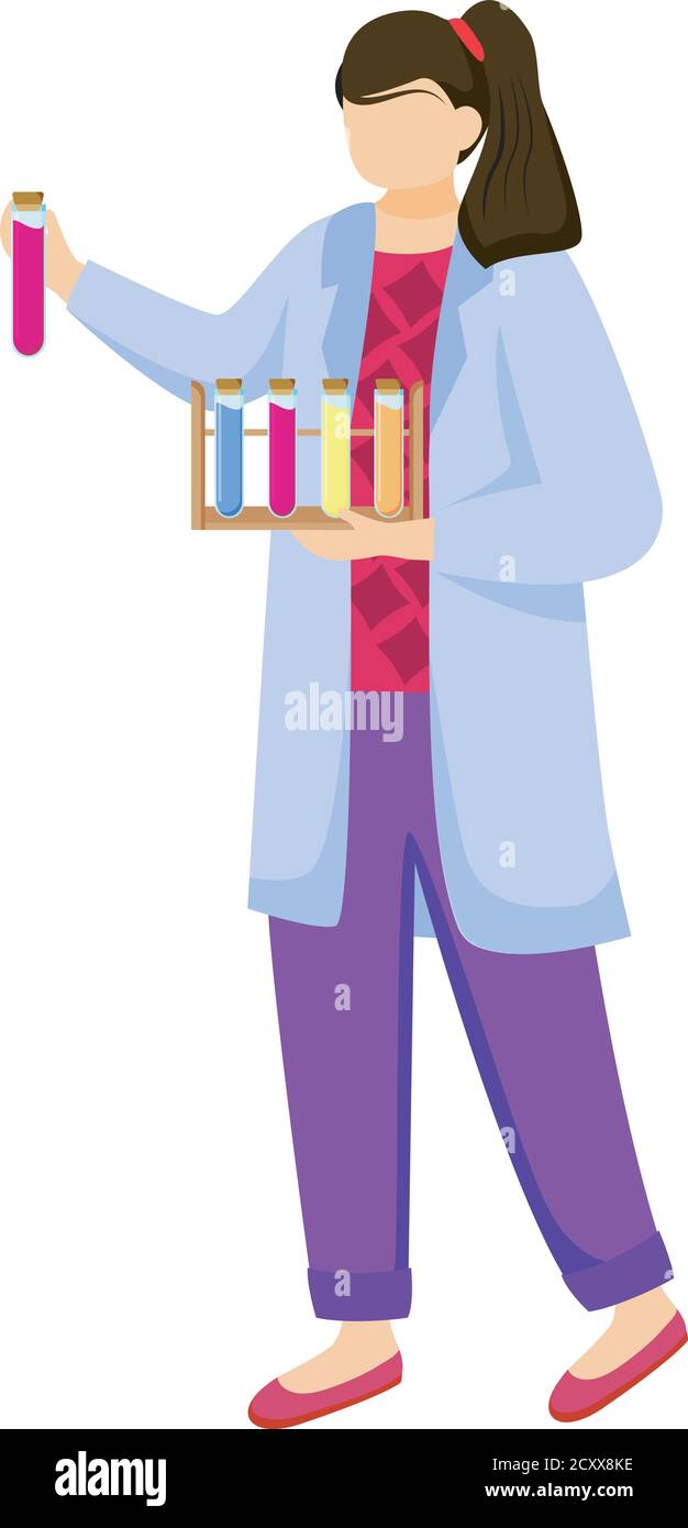 Science student in lab coat flat vector illustration Stock Vector Image ...