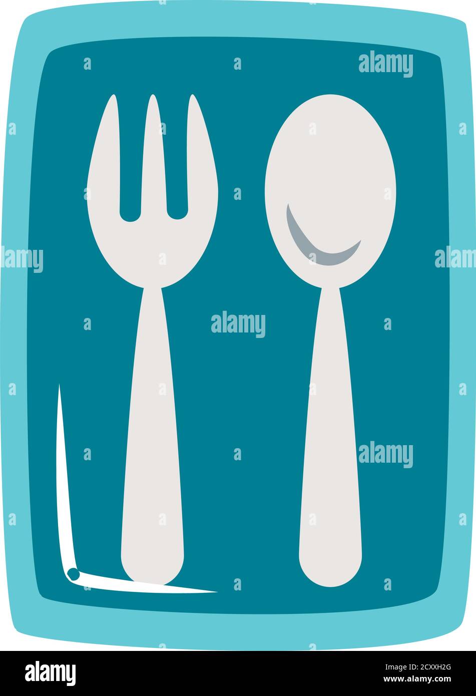 plastic bag with spoon and fork over white background, flat style ...