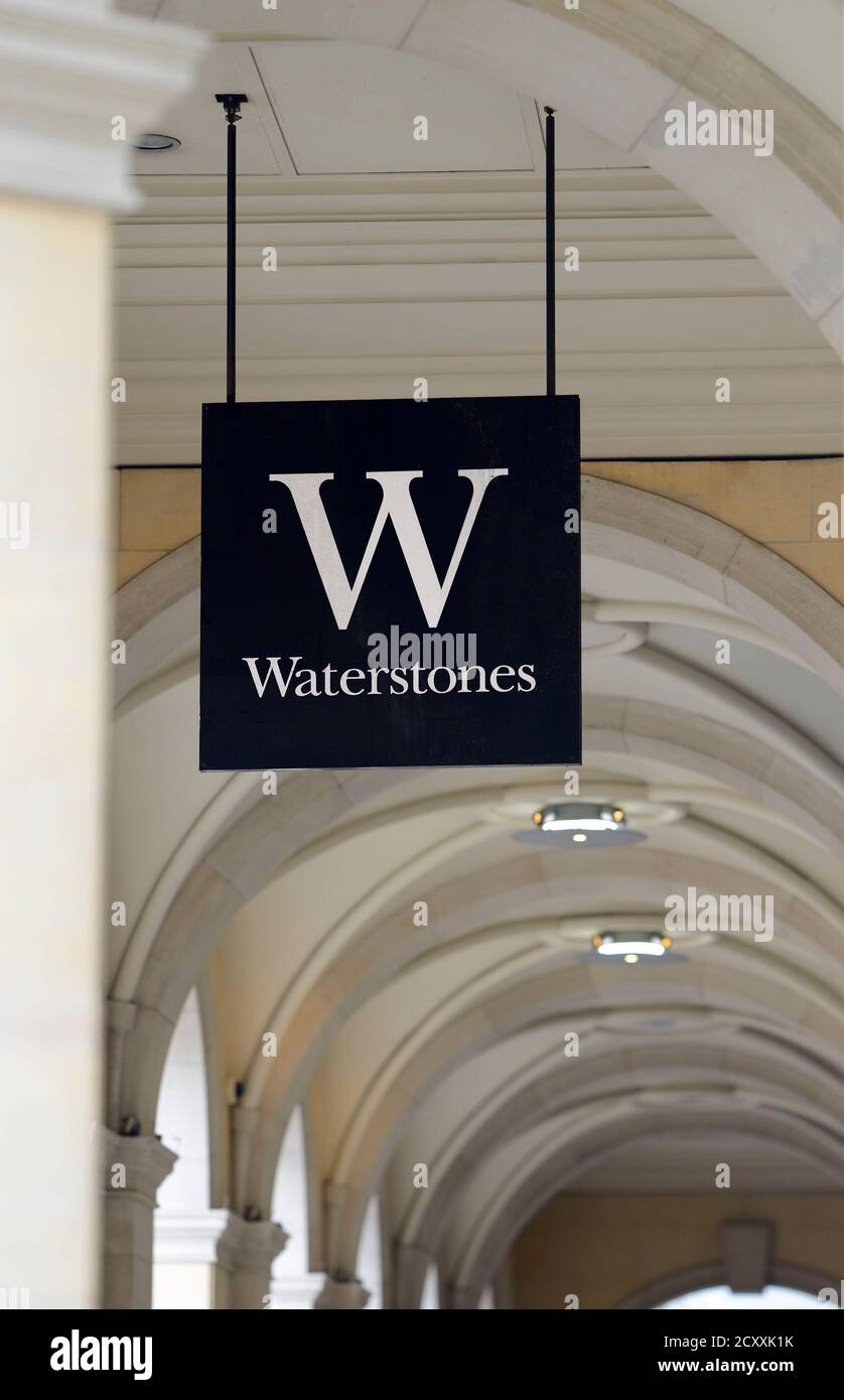 London, England, UK. Waterstone sign in The 'Grand Building