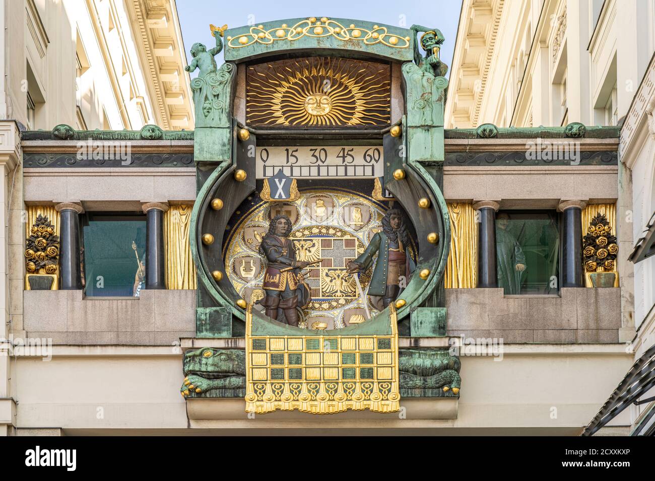 Jugendstil Spieluhr Ankeruhr, Wien, Österreich, Europa The Ankeruhr