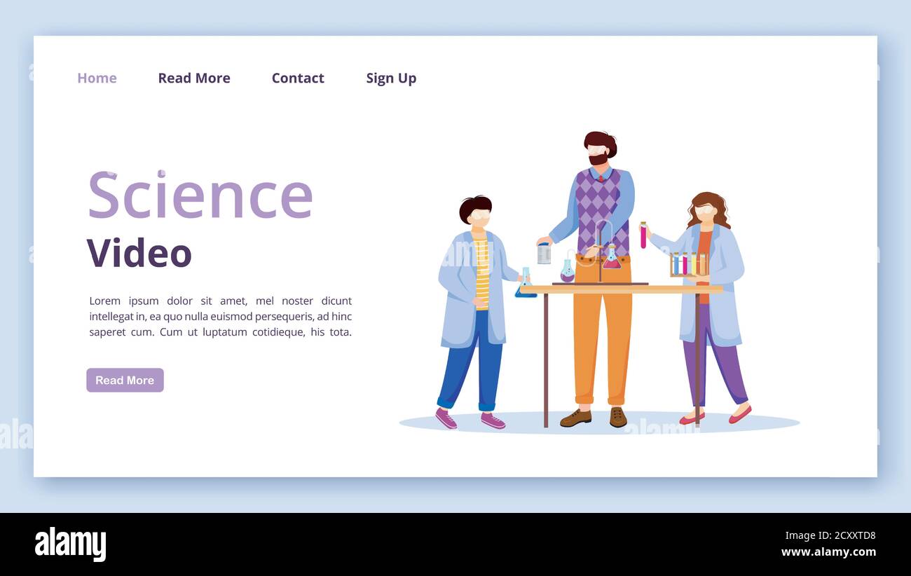 Science video landing page vector template Stock Vector Image & Art - Alamy