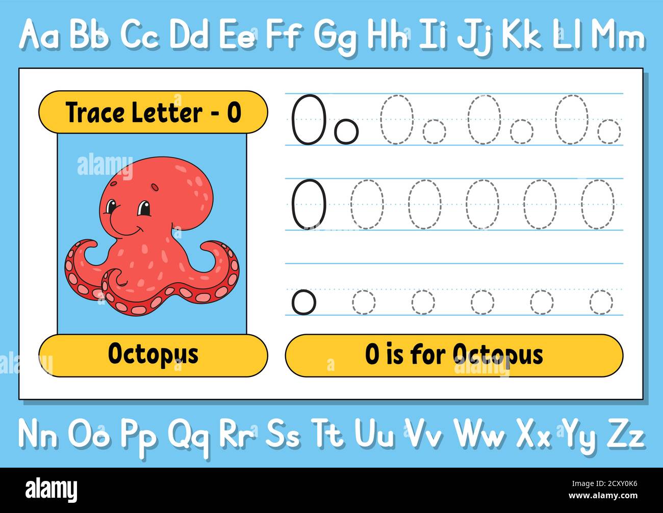 Trace letters. Writing practice. Tracing worksheet for kids. Learn
