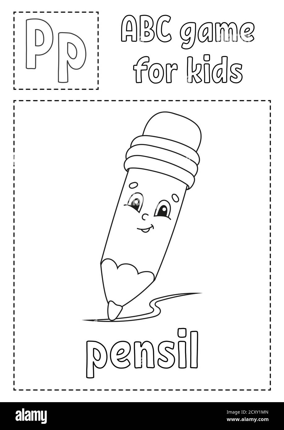 Letter P is for pensil . ABC game for kids. Alphabet coloring page ...