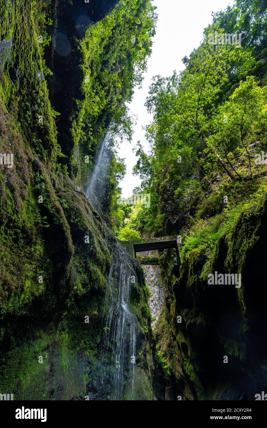 Shot of a waterfall in Los Tinos Natural Park, Canary Islands, Spain Stock Photo