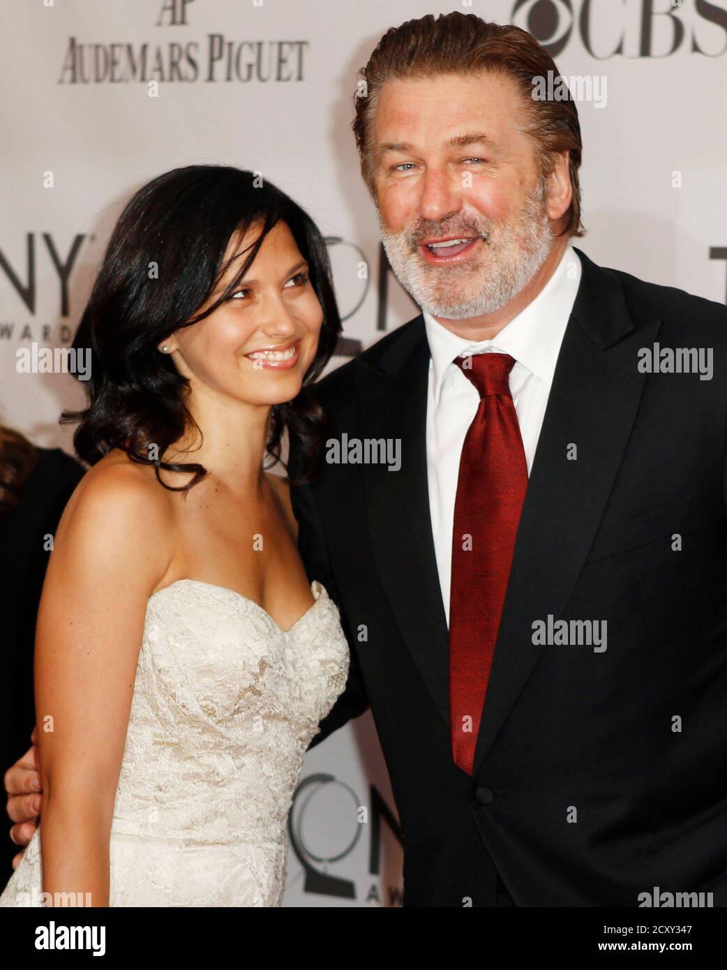 Actor Alec Baldwin and his guest arrive for the American Theatre Wing's 65th annual Tony Awards ceremony in New York, June 12, 2011. REUTERS/Lucas Jackson (UNITED STATES - Tags: ENTERTAINMENT) Stock Photo