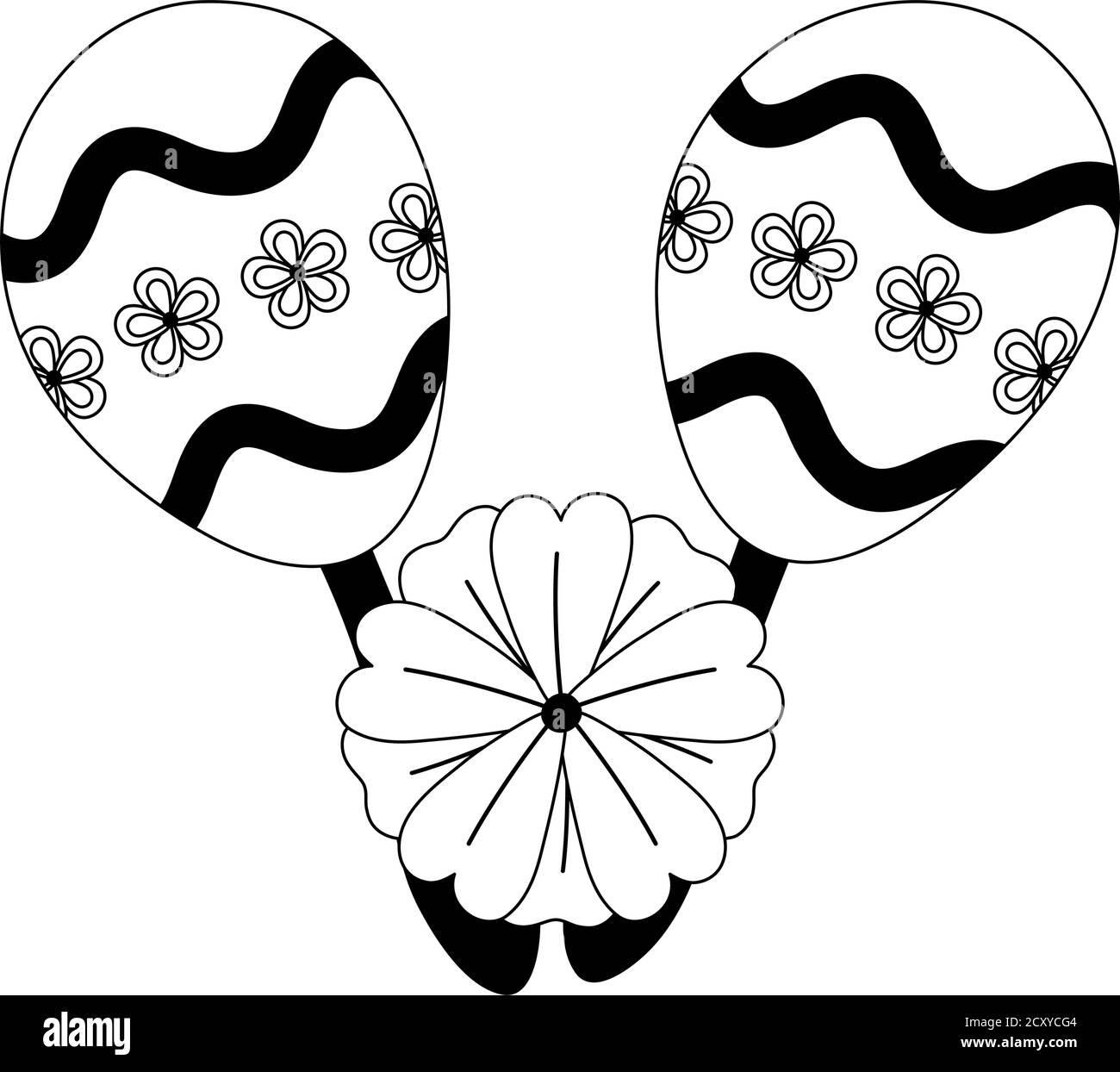 day of the dead, maracas flower decoration mexican celebration vector
