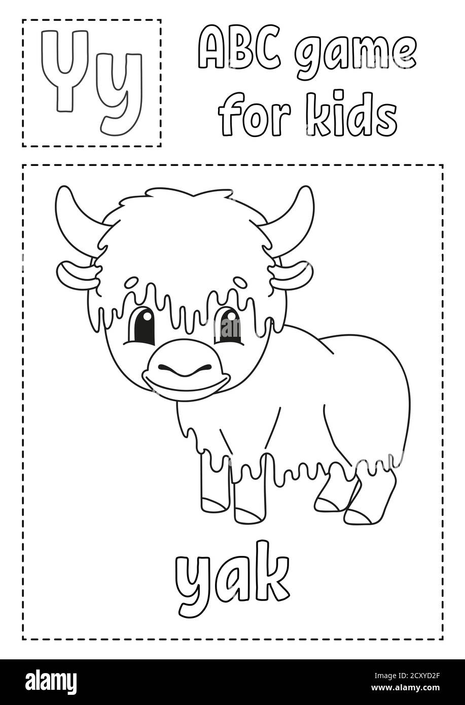 Letter Y Is For Yak Abc Game For Kids Alphabet Coloring Page Cartoon Character Word And Letter Vector Illustration Stock Vector Image Art Alamy