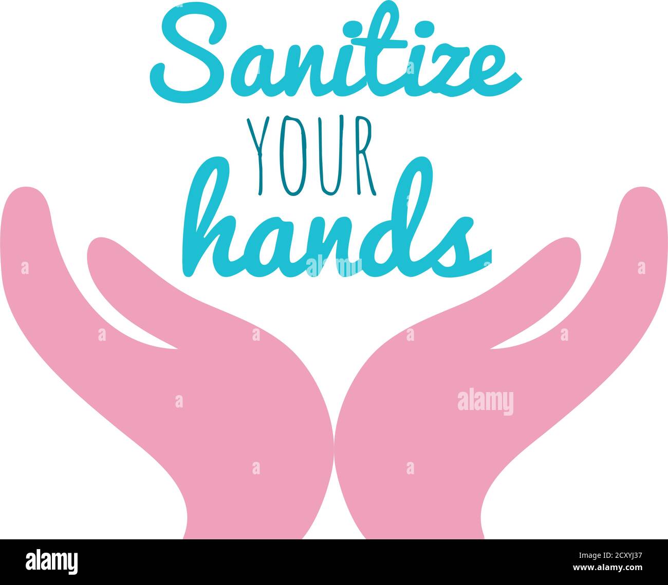 sanitize your hands with open hands icon over white background, flat style, vector illustration