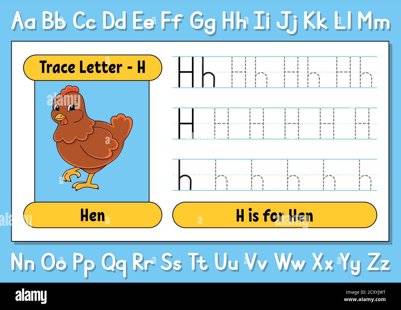 Trace letters. Writing practice. Tracing worksheet for kids. Learn