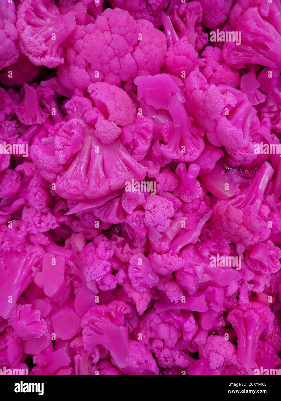 Fucsia pink cauliflower fills the screen Stock Photo