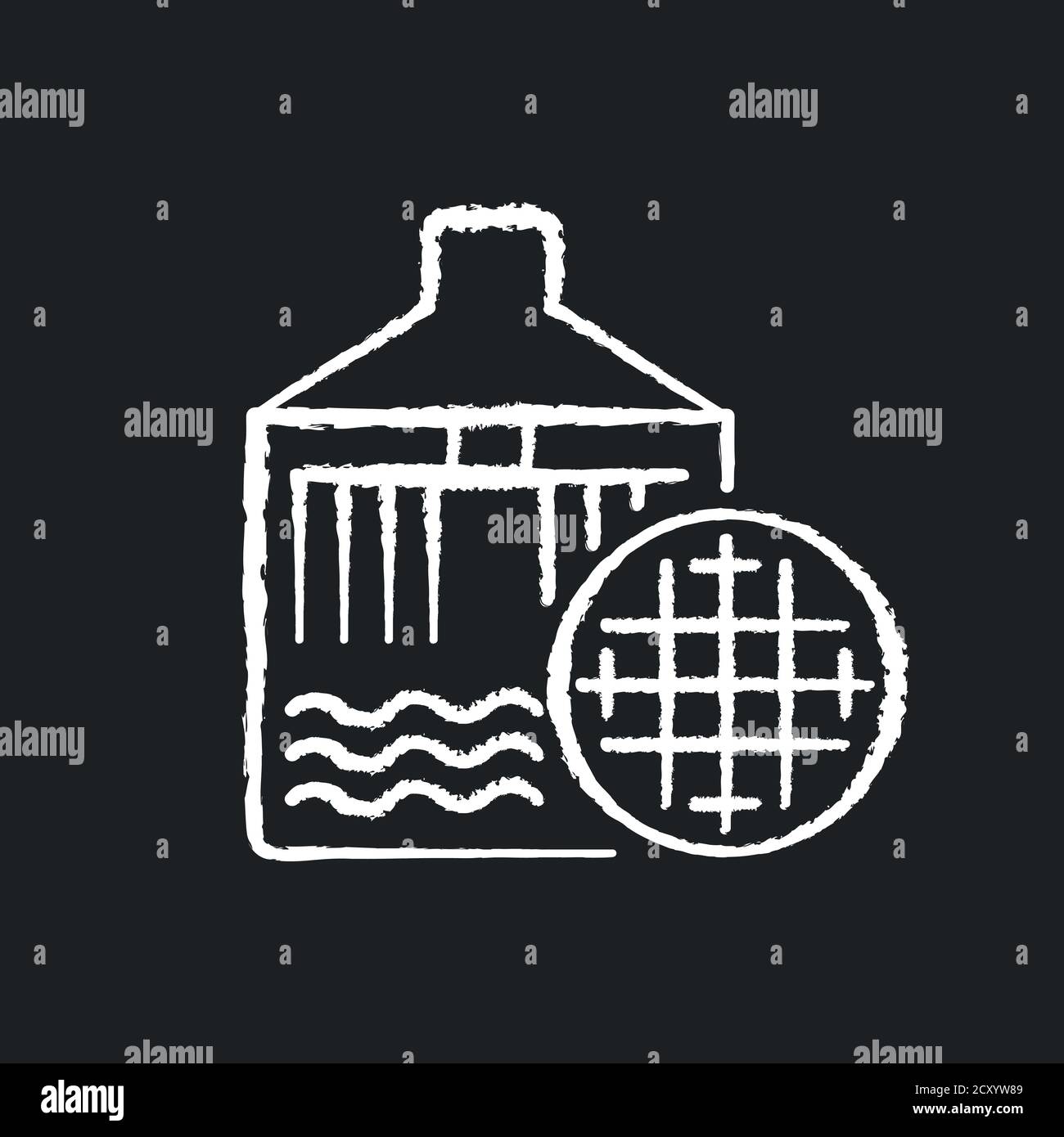 Filtering chalk white icon on black background Stock Vector