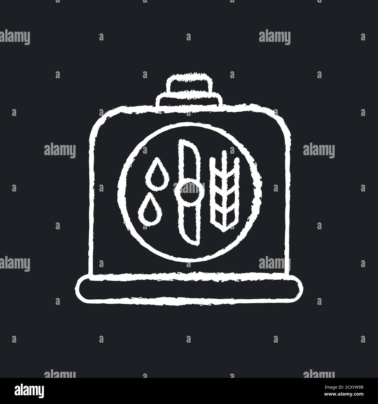 Brewers yeast chalk white icon on black background Stock Vector
