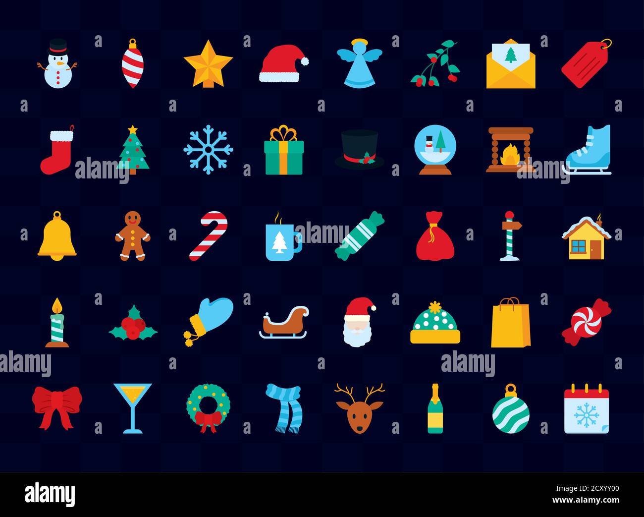 icon set of christmas over white background, flat style, vector ...