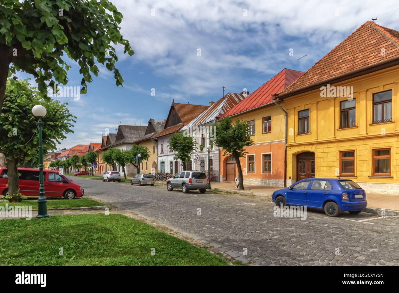 Historical street in Kezmarok city, Slovakia Stock Photo