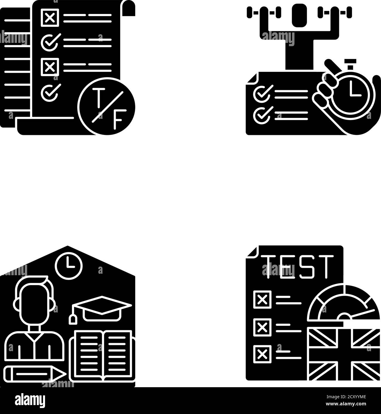 True false test black glyph icons set on white space Stock Vector Image ...