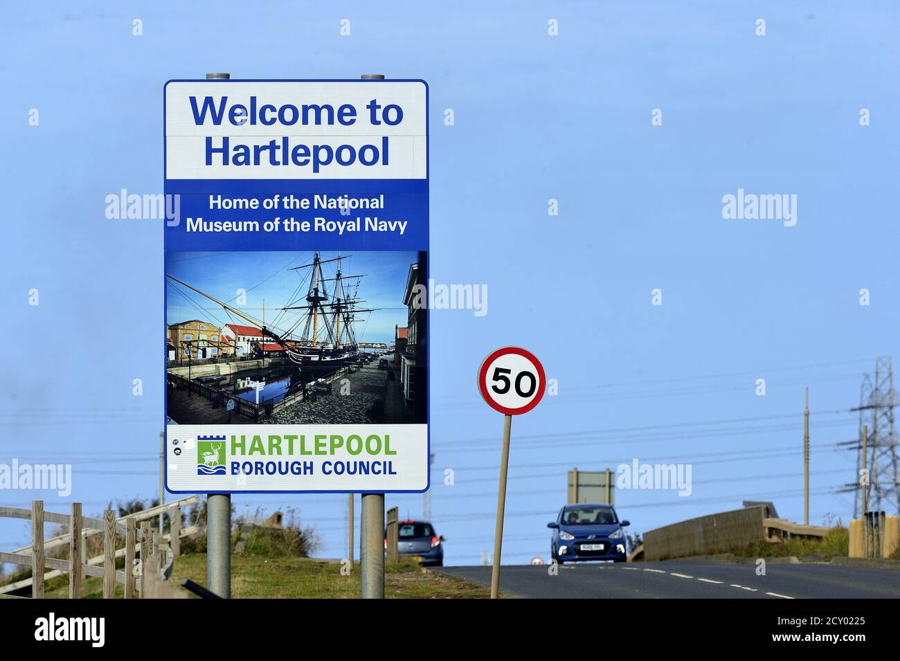 HARTLEPOOL, ENGLAND. OCTOBER 1ST 2020 Welcome to Hartlepool sign in Hartlepool. County Durham. The town has today been placed into a localised lockdown by the UK Government in response to an exponential rise COVID-19 cases. (Credit: Tom Collins | MI News) Credit: MI News & Sport /Alamy Live News Stock Photo