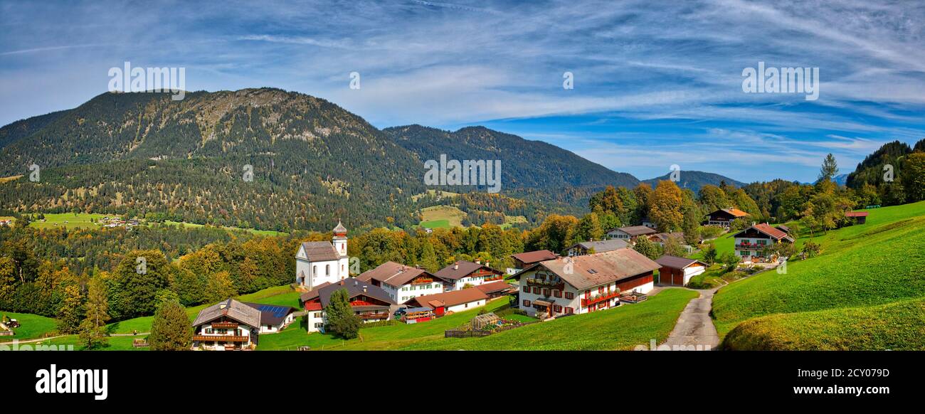 DE - BAVARIA: Picturesque village of Wamberg (1,000 metres above sea level) near Garmisch-Partenkirchen  (HDR-Image) Stock Photo