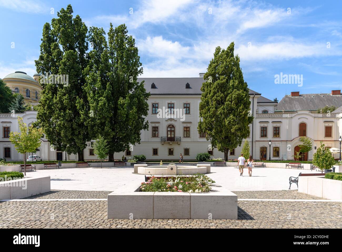 The courtyard of thebaroque Archbishop's Palace in Eger, Hungary Stock Photo