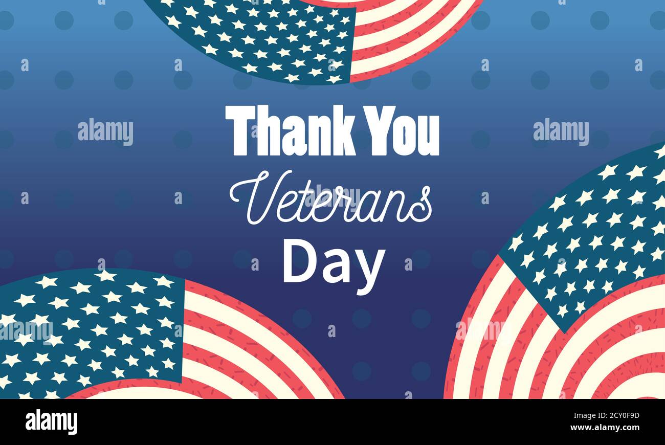 happy veterans day, thank you american flags celebration national vector illustration Stock Vector