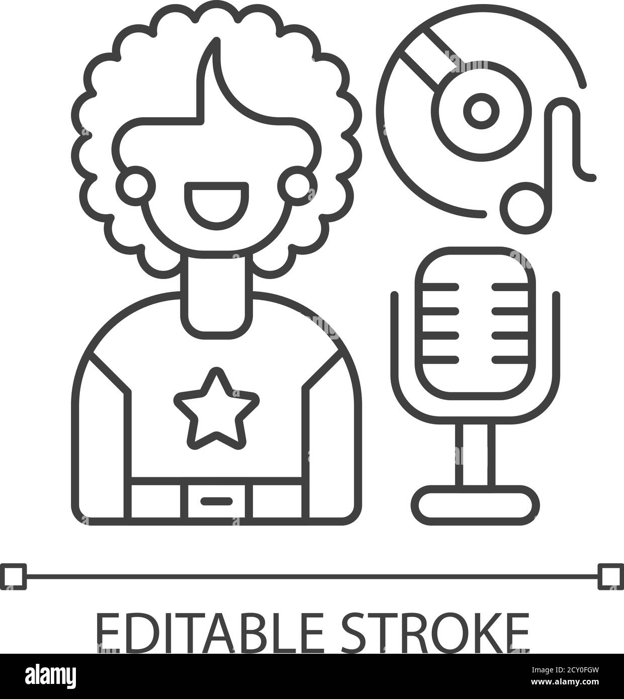 Soul music pixel perfect linear icon Stock Vector