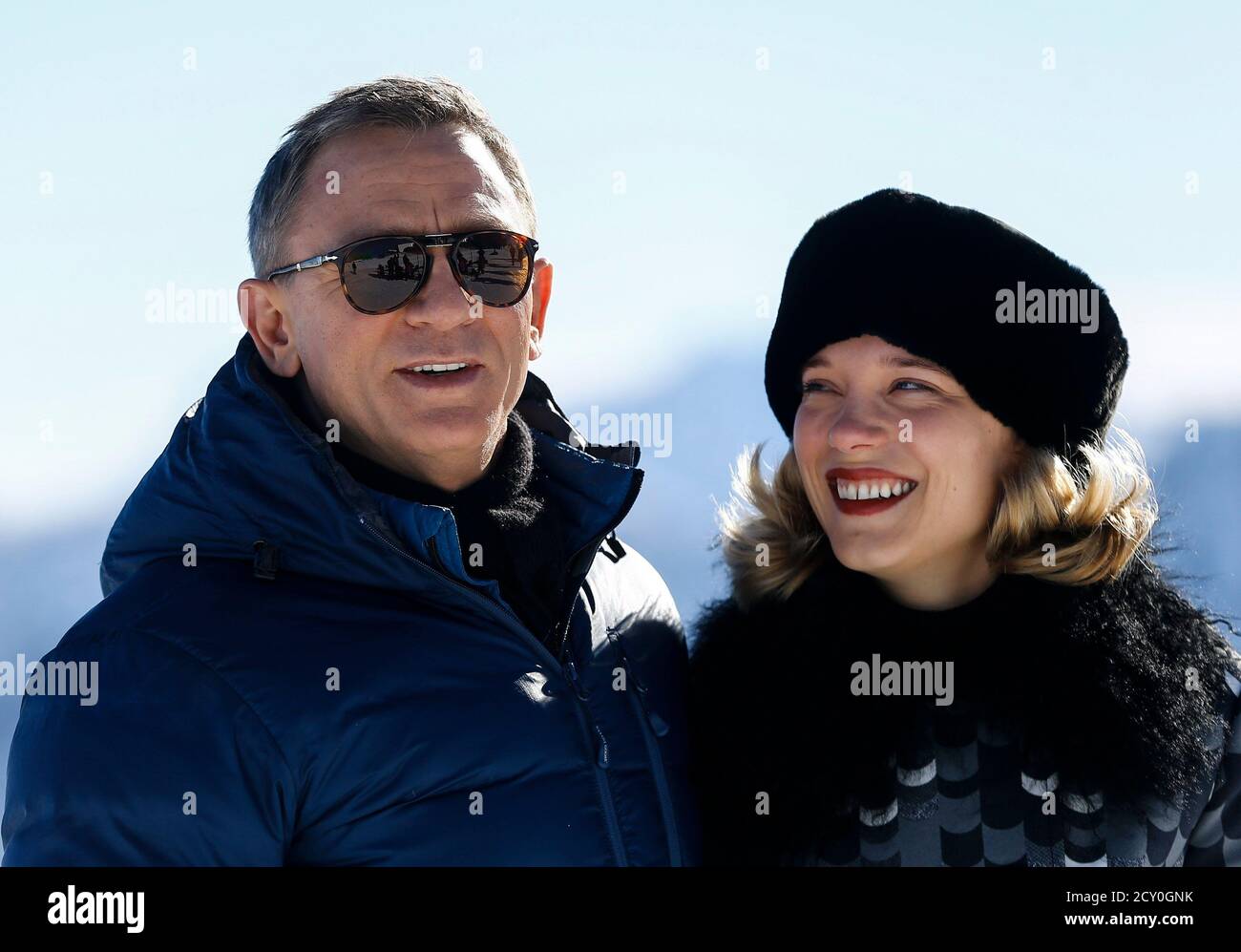 Actors Daniel Craig And Lea Seydoux R Pose During A Photocall To Promote The New James Bond Film Spectre At Gaislachkogel Mountain In The Austrian Ski Resort Of Soelden January 7 2015