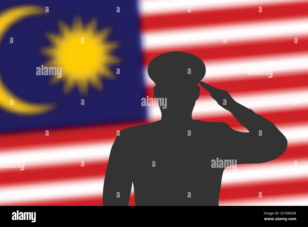 Solder Silhouette On Blur Background With Malaysia Flag Stock Vector Image Art Alamy