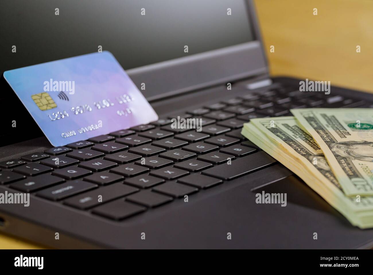 shopping payment online use laptop computer on credit card