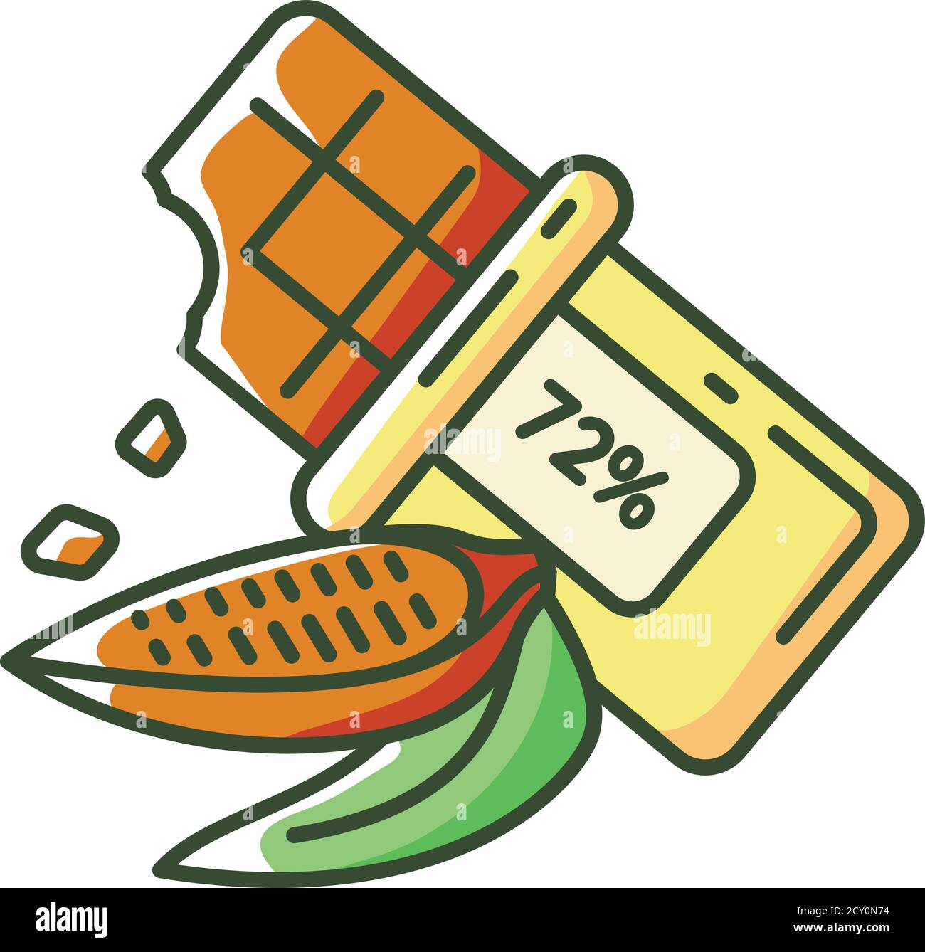 Dark chocolate RGB color icon Stock Vector