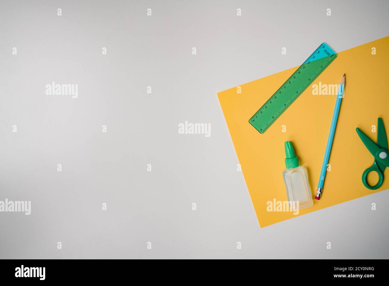 craft school supplies on white background with empty space for text Stock Photo