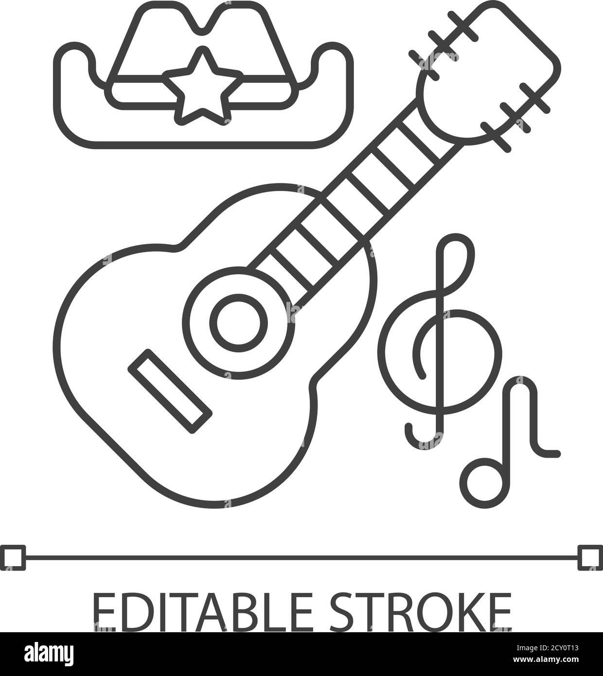 Country music pixel perfect linear icon Stock Vector
