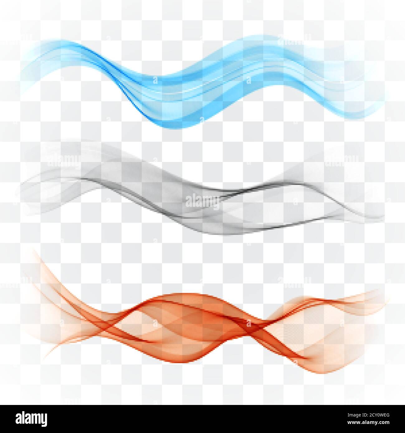 Smooth beautiful waves set Wave abstract background Wave flow Vector Stock Vector