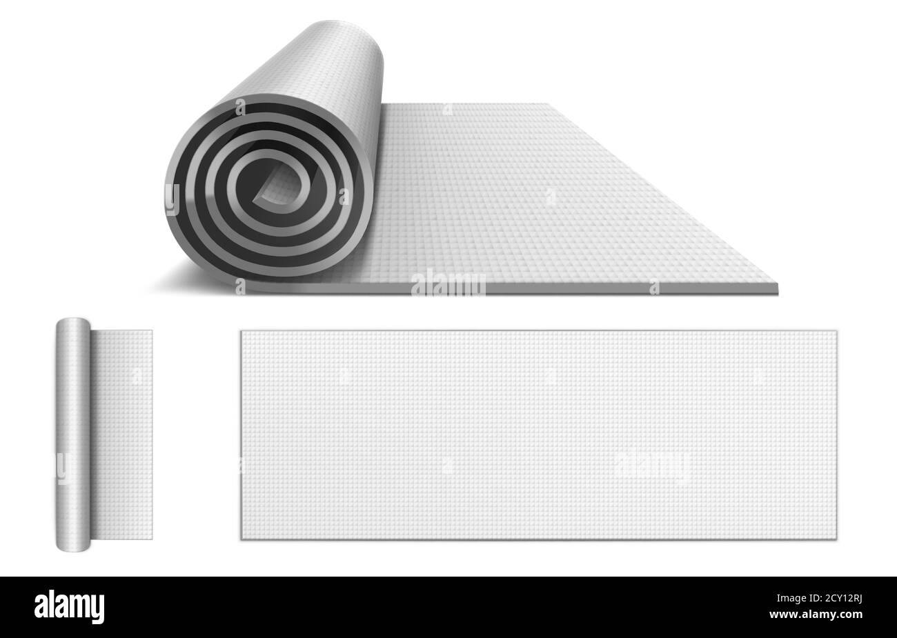 Download Yoga Mat Carpet From Rubber Foam For Pilates Sport Training And Meditation Vector Realistic Mockup Of Gym Equipment Rolled Up And Spread Out Blank Mattress For Yoga Fitness And Exercise Top View