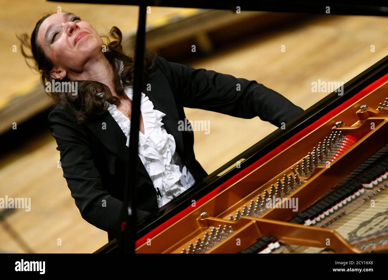 Yulianna Avdeeva of Russia, first prize winner, performs during concert of  the prize winners of the 16th International Fryderyk Chopin Piano  Competition at Warsaw Philharmonic October 22, 2010. REUTERS/Kacper Pempel  (POLAND -