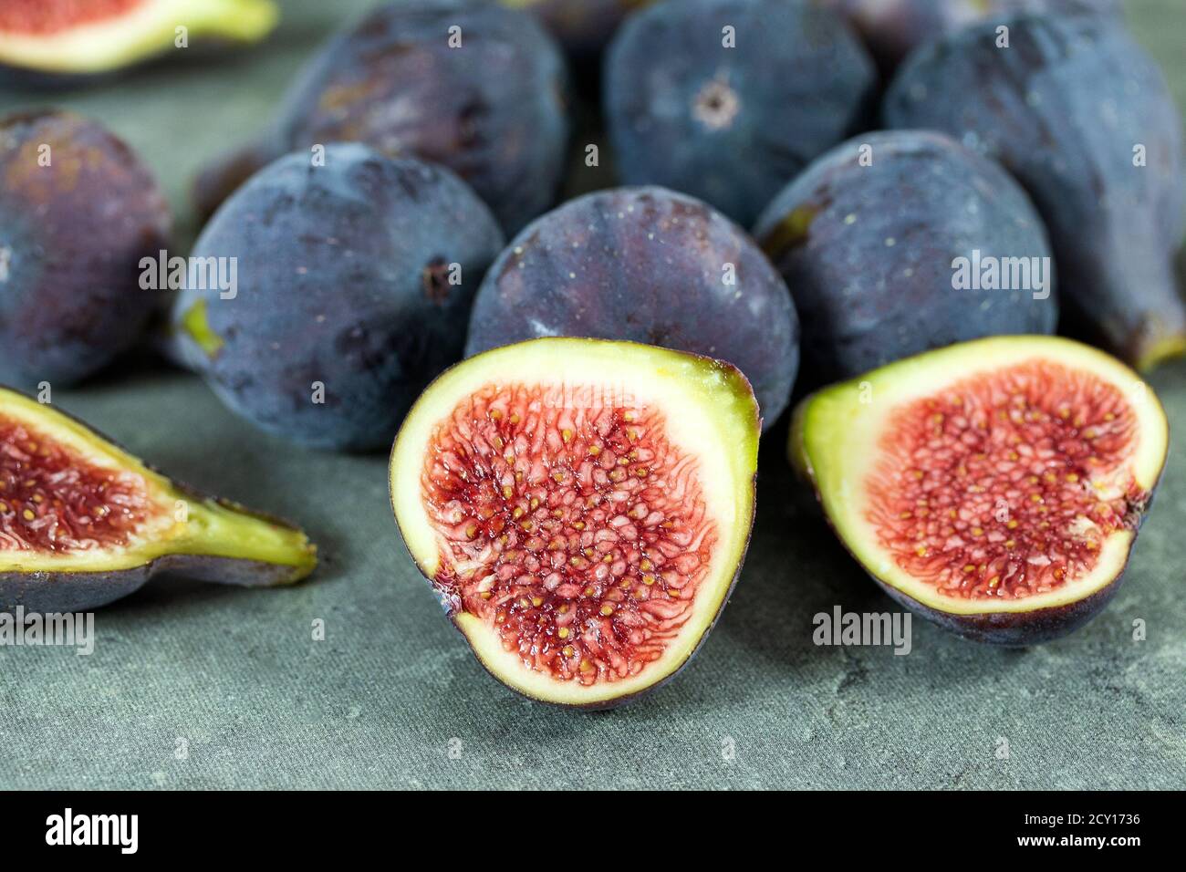 several figs on a gray background Stock Photo