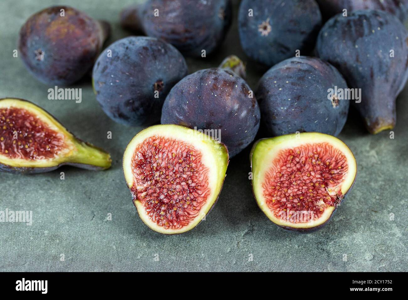 several figs on a gray background Stock Photo