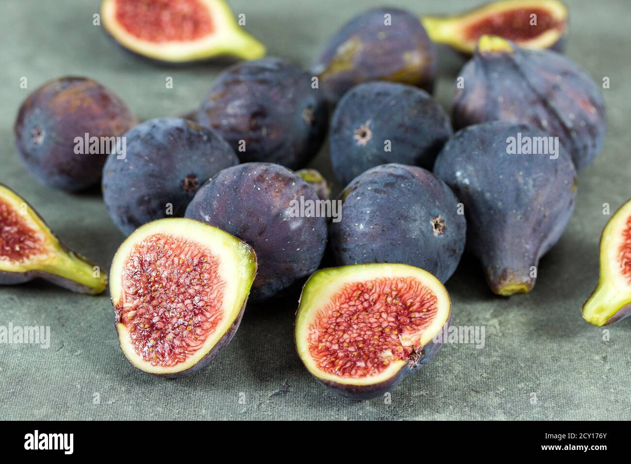 several figs on a gray background Stock Photo