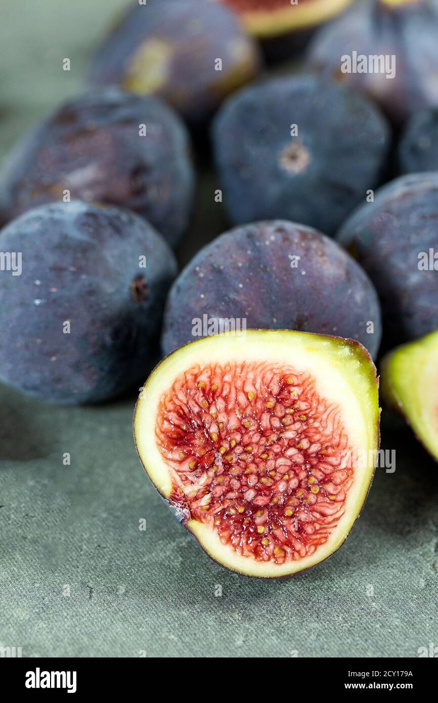 several figs on a gray background Stock Photo