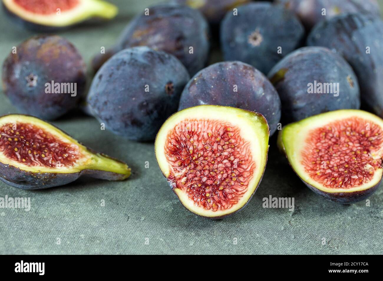 several figs on a gray background Stock Photo