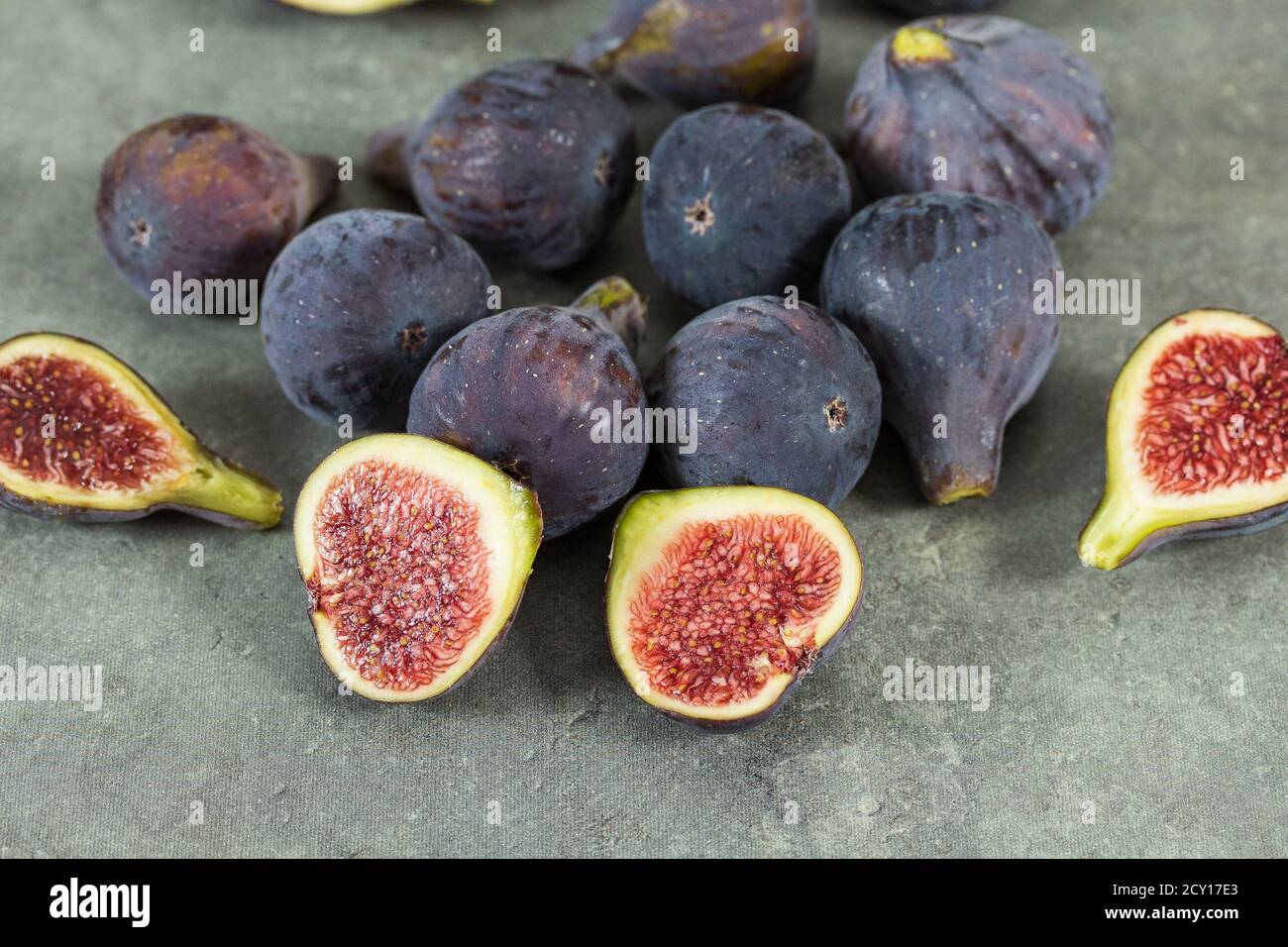 several figs on a gray background Stock Photo