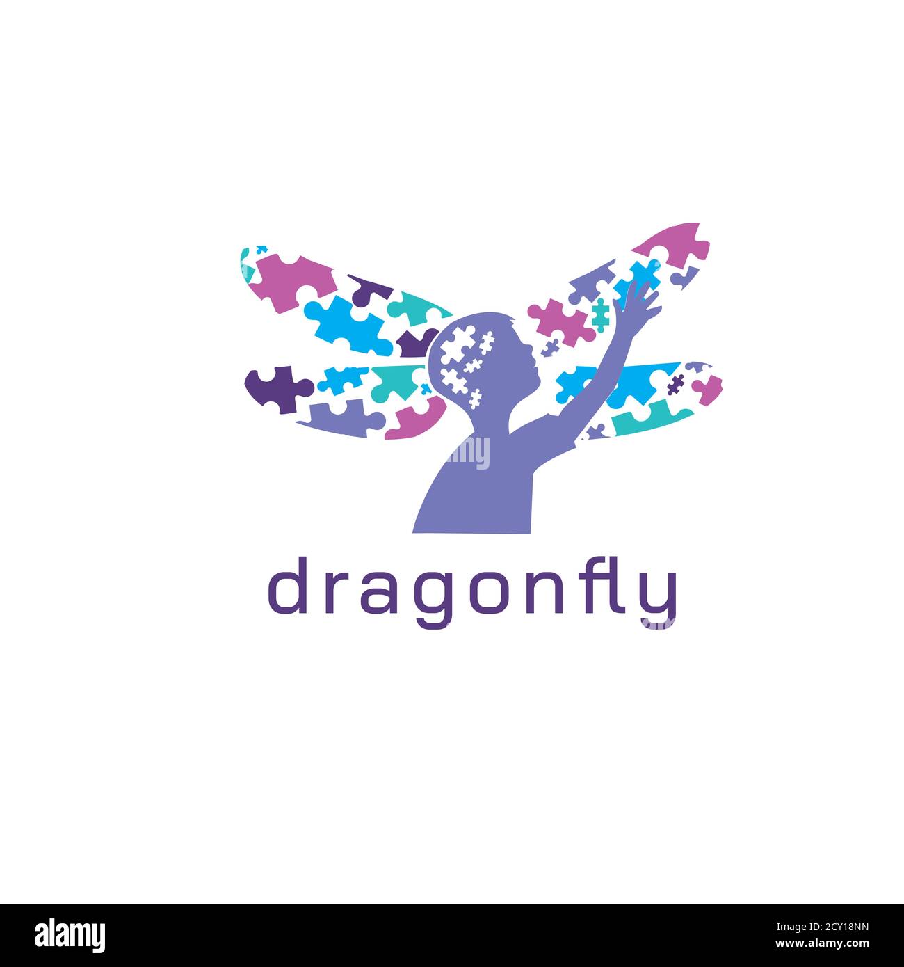 Dragonfly vector logo> Dragonfly emblem. Dragonfly illustration Stock Vector