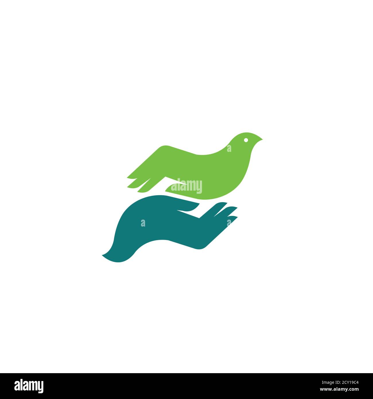 Hands with bird vector logo. Bird logo. Bird emblem Stock Vector