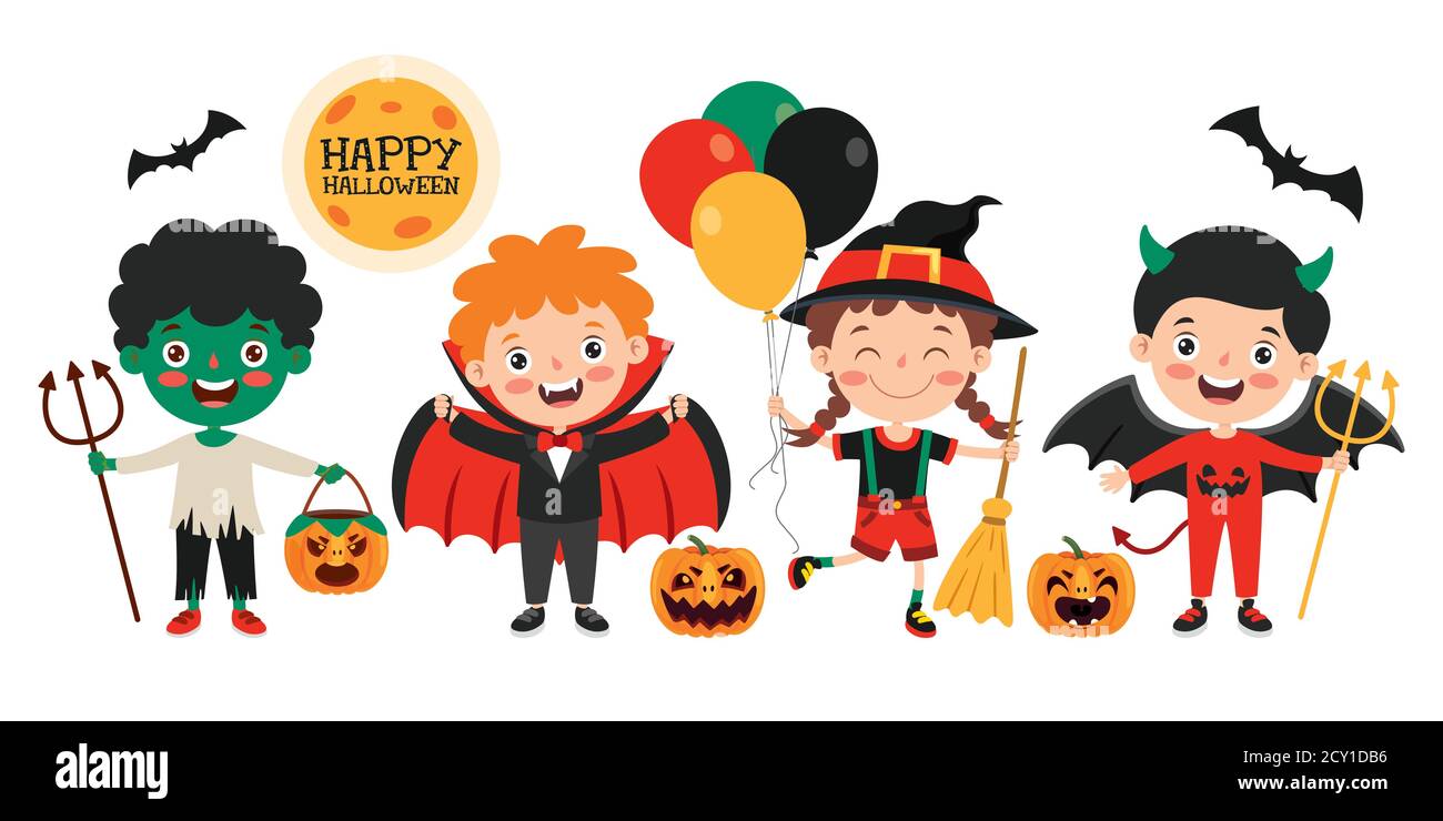 Happy Funny Child Celebrating Halloween Stock Vector