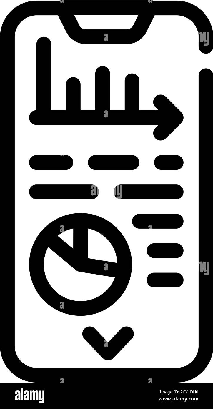data analysis mobile app line icon vector illustration Stock Vector ...