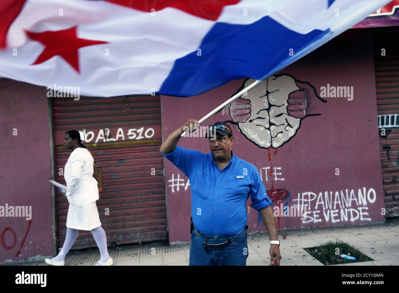 Panamanian flag at a protest hires stock photography and images Alamy