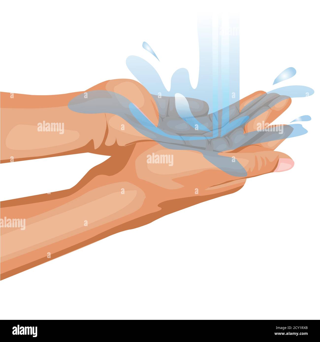 hand washing with water. vector illustration Stock Vector