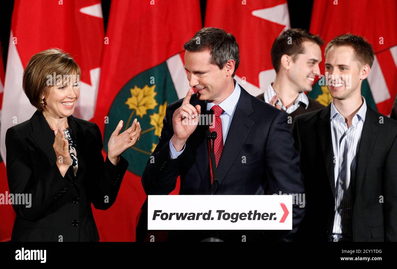 Liberal Leader Dalton Mcguinty Speaks Next To His Wife Terri At His Ontario Election Night Headquarters In Ottawa October 6 2011 Reuters Chris Wattie Canada Tags Politics Elections Stock Photo Alamy